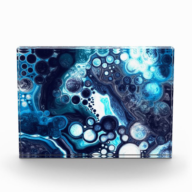 Bloc Photo Bleu et Marbre blanc Fluid Art (Devant)