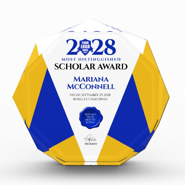 Bloc Photo Bleu Gold School College University Graduation (Devant)