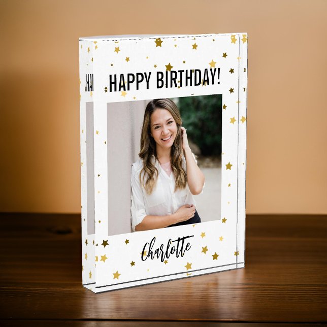 Bloc Photo Blocage photo d'anniversaire heureux, Nom personna (happy birthday photo block, custom photo block, photo gift, custom name gift, girl gift, mom gift)
