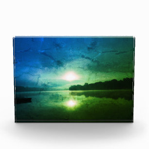 Bloc Photo Blue Green Morning Sunrise abstrait à CT River