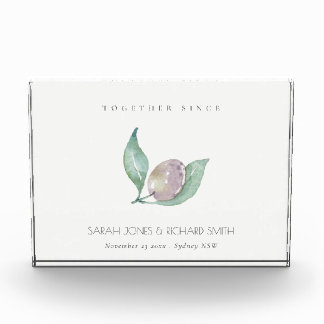 BLOC PHOTO BLUE WATERCOLOUR OLIVE SAVE THE DATE WEDDING VENIN