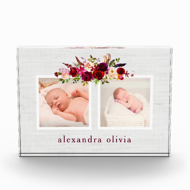 Bloc Photo Boho Botanical Floral avec deux photos sur Soft Gr (Devant)