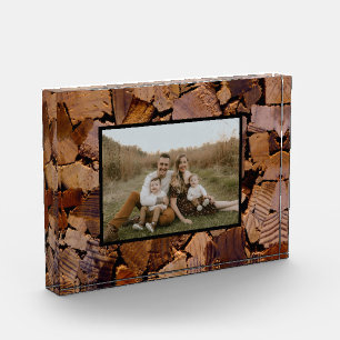 Bloc Photo Bois de chauffage rustique cabine bois  écorce mot