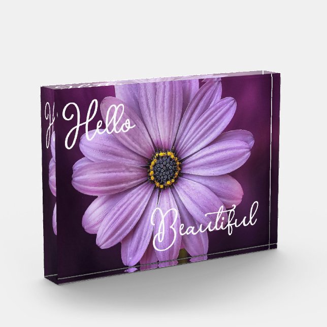 Bloc Photo Bonjour belle florale violette (Gauche)