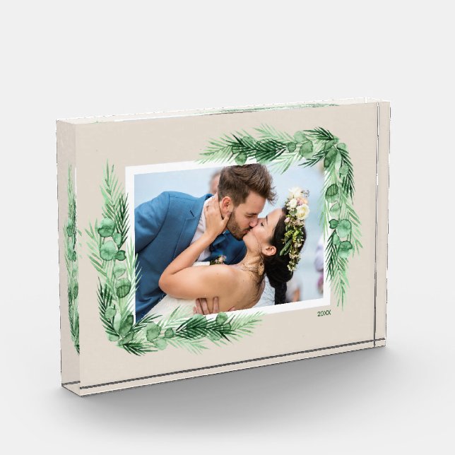 Bloc Photo Bordure de verdure à l'aquarelle (Gauche)