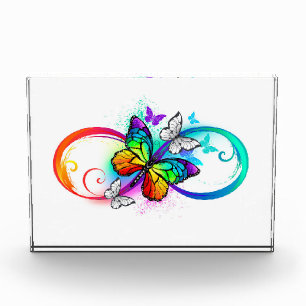 Bloc Photo Bright infinity with rainbow butterfly