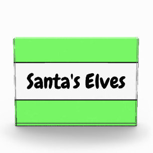 Bloc Photo Bright Mint Green Stripes Père Noël Elves Texte