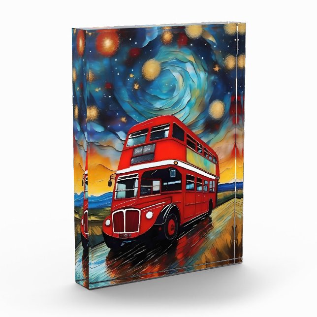 Bloc Photo Bus Red Double Decker La Nuit Étoile, (Gauche)