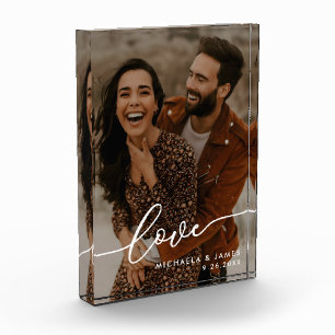 Bloc Photo Cadeau de Mariage Écriture Élégante d'Amour Photo