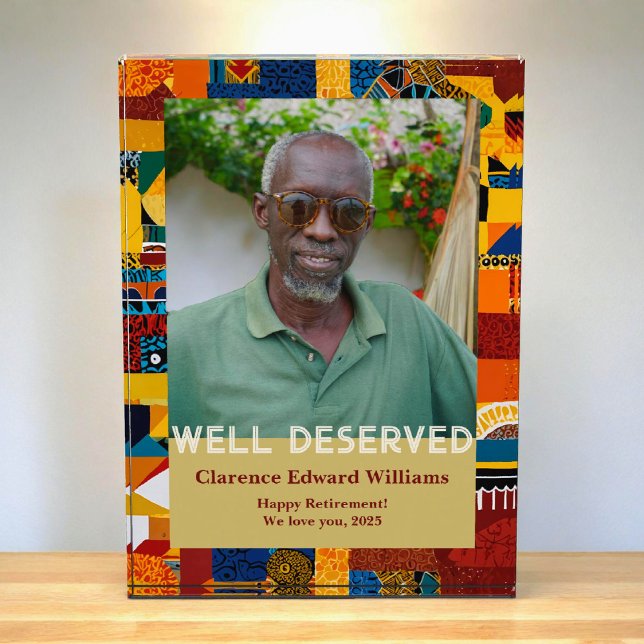 Bloc Photo Cadeau de retraite en patchwork abstrait pour papa (Abstract Patchwork Retirement Gift for Black Dad Photo Block)