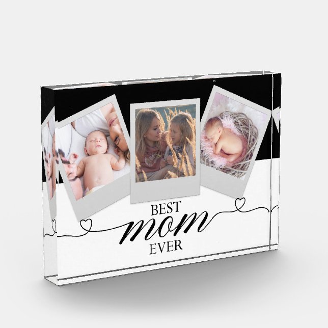 Bloc Photo Cadeau moderne pour maman Script Heart Photo Colla (Gauche)