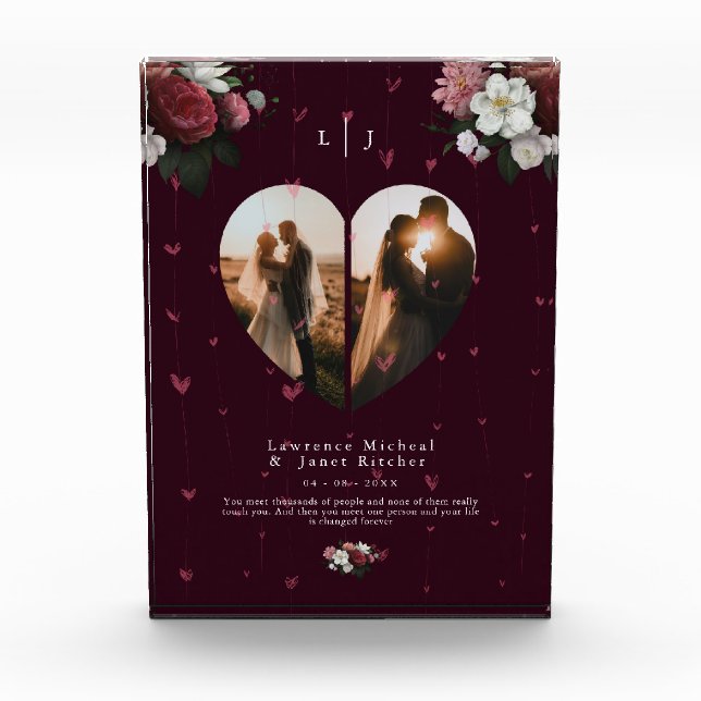 Bloc Photo Cadeau moderne Red Custom Heart pour lui et lui (Devant)