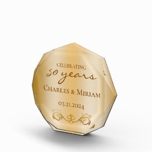 Bloc Photo Cadeau personnalisé Golden 50e anniversaire Mariag