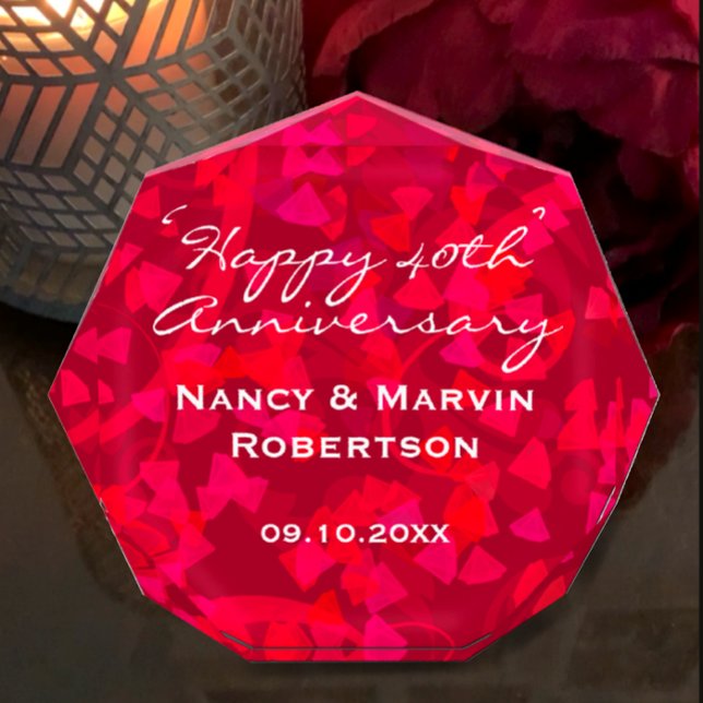 Bloc Photo Cadeau personnalisé Ruby 40e anniversaire Keepsaké (Add couples names and anniversary date to create a ruby red 40th anniversary keepsake gift
)