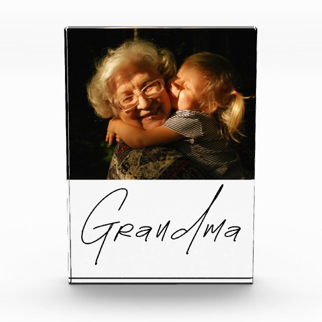 Bloc Photo Cadeau Photo Personnalisé Grand-mère Typographie M (Devant)