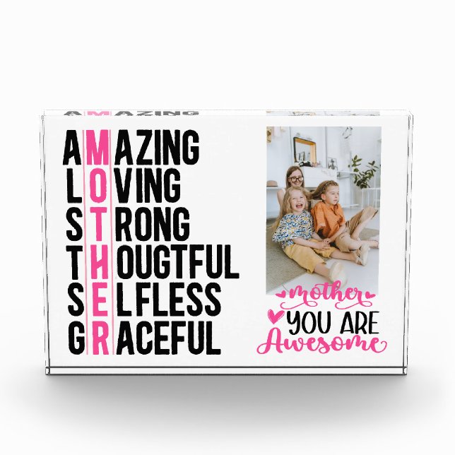 Bloc Photo Cadeau photo personnalisé moderne, Fête des Mères (Devant)