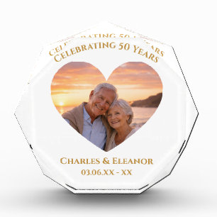 Bloc Photo Cadeau photo personnalisé Or pour 50e anniversaire