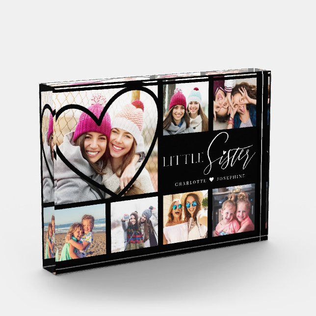 Bloc Photo Cadeau Pour Petite Soeur 7 Photo Collage Coeur BFF (Gauche)