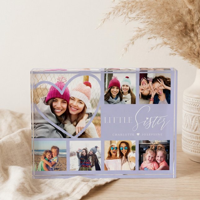 Bloc Photo Cadeau Pour Petite Soeur 7 Photo Collage Coeur BFF (Little Sister BFF Heart Photo Collage Keepsake)