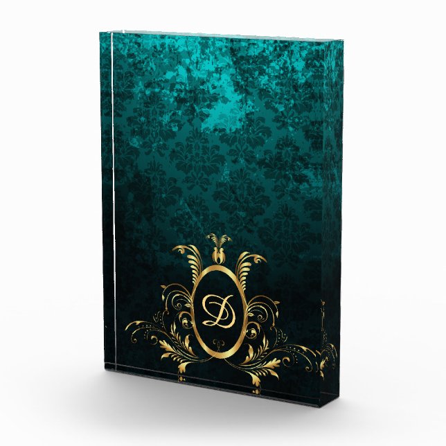 Bloc Photo Cadre en or Damask de luxe Personnalisé (Droite)