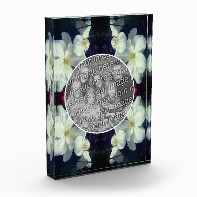 Bloc Photo Cadre Fleurs Clematis Blanches Ajouter Votre Propr (Gauche)