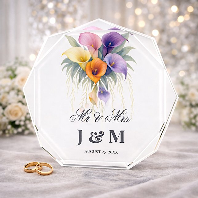 Bloc Photo Calla Lilies Keepsake Newlyweds Gift Bride Groom  (Créateur téléchargé)