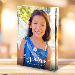 Bloc Photo Calligraphie Grand-mère Coeur Nom personnalisé Kee