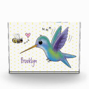 Bloc Photo Caricature de colibri d'abeille mignonne