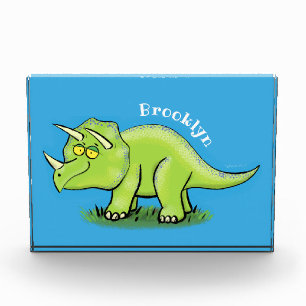 Bloc Photo Caricature de dinosaure de triceratops vert mignon
