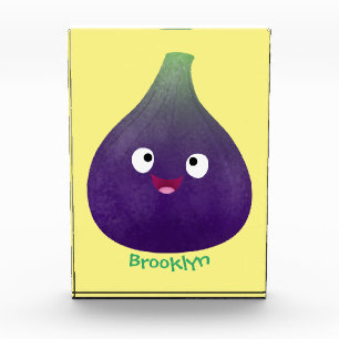 Bloc Photo Caricature de fruits mauve joyeux aux figues