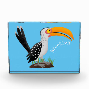 Bloc Photo Caricature d'oiseau de safari de barbecue jaune am