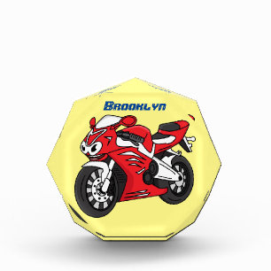 Bloc Photo Caricature moto de sport rouge mou