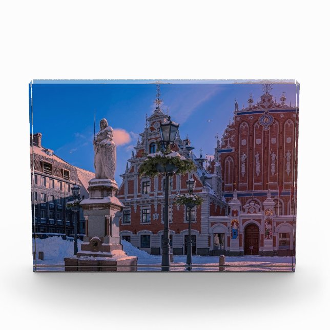 Bloc Photo Carré de la mairie de Riga en hiver (Devant)