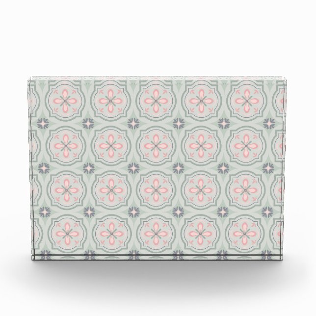 Bloc Photo Carreaux Floraux Pastel Vert (Devant)