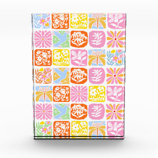 Bloc Photo Carrelage floral coloré Botanique Folk Whimsical
