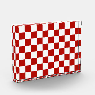 Bloc Photo Carrés à damier rouge blanc géométrique rétro