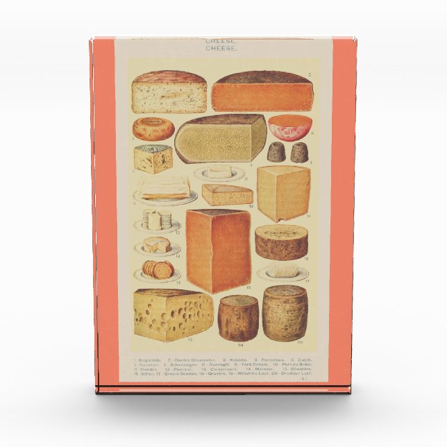 Bloc Photo Carte fromage vintage illustration menu fromage (Devant)