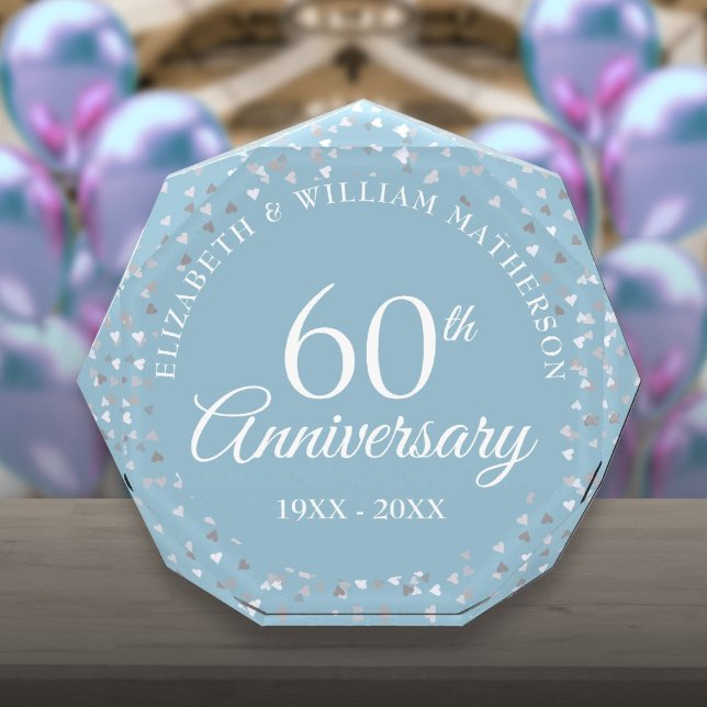 Bloc Photo Célébration de 60 ans de mariage coeurs confettis (60th Wedding Anniversary Love Hearts Confetti Photo Block)
