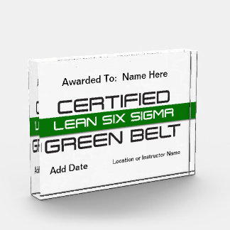 Bloc Photo Certifié Lean Six Sigma Green Belt Award