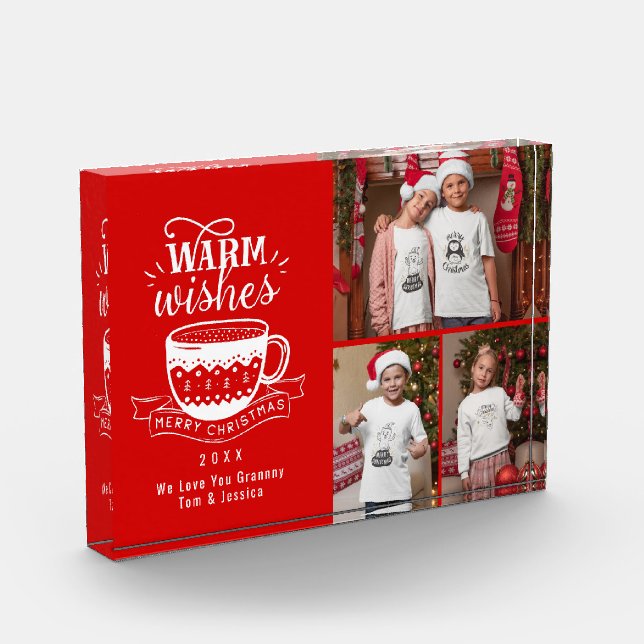 Bloc Photo Chaleureux Chaud Coupe de cacao Rouge Blanc Photo  (Gauche)