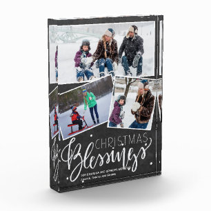 Bloc Photo Chalkboard Neige avec Bénédictions de Noël 3 Photo