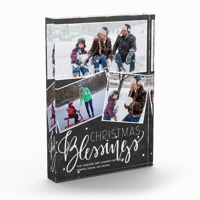 Bloc Photo Chalkboard Neige avec Bénédictions de Noël 3 Photo (Gauche)