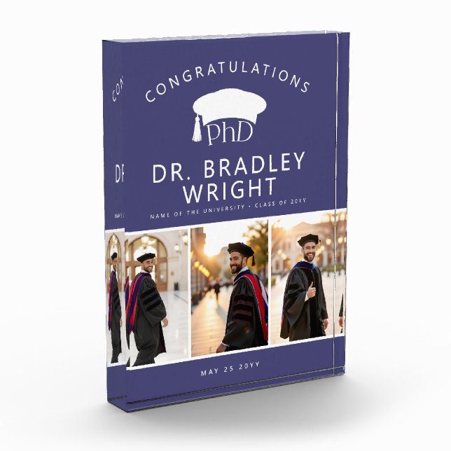 Bloc Photo Chapeau de remise des diplômes de doctorat personn (Gauche)