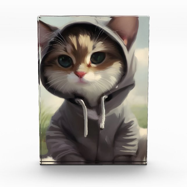 Bloc Photo Chat dans un Sweat - shirt à capuche (Devant)