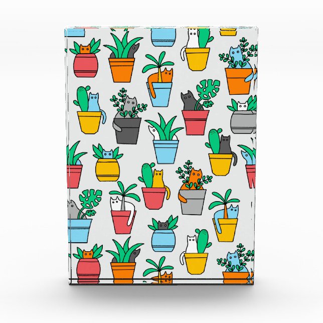 Bloc Photo Chats dans les pots à fleurs (Devant)