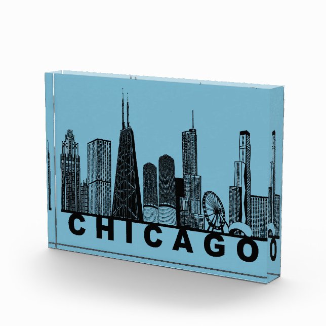 Bloc Photo Chicago Skyline Silhouette  (Droite)