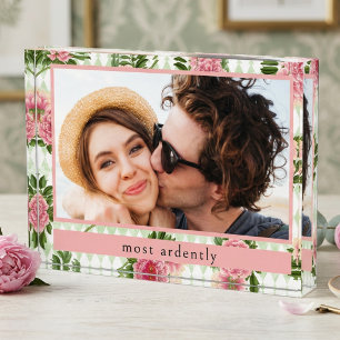 Bloc Photo Citation de l'amour de couple floral élégant perso