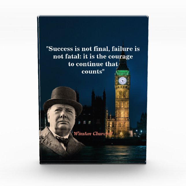 Bloc Photo Citation De Winston Churchill Sur L'Affiche Courag (Devant)
