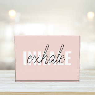Bloc Photo Citation moderne Pastel Pink Inhale Exhale