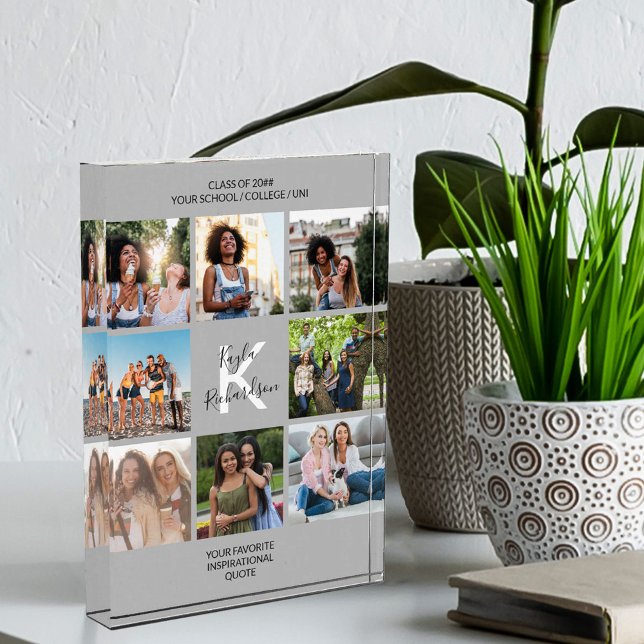 Bloc Photo Citation Monogramme 8 Photo Collage Gris (Créateur téléchargé)